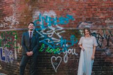 trades hall glasgow wedding bride groom portraits in city centre graffiti walls