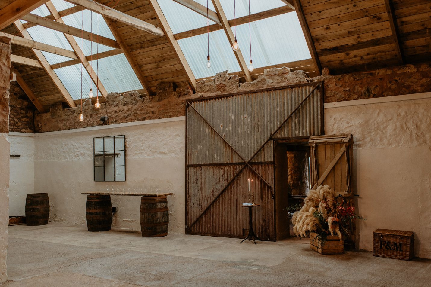 cow shed crail interior styled by gloam with pampas grass and candles