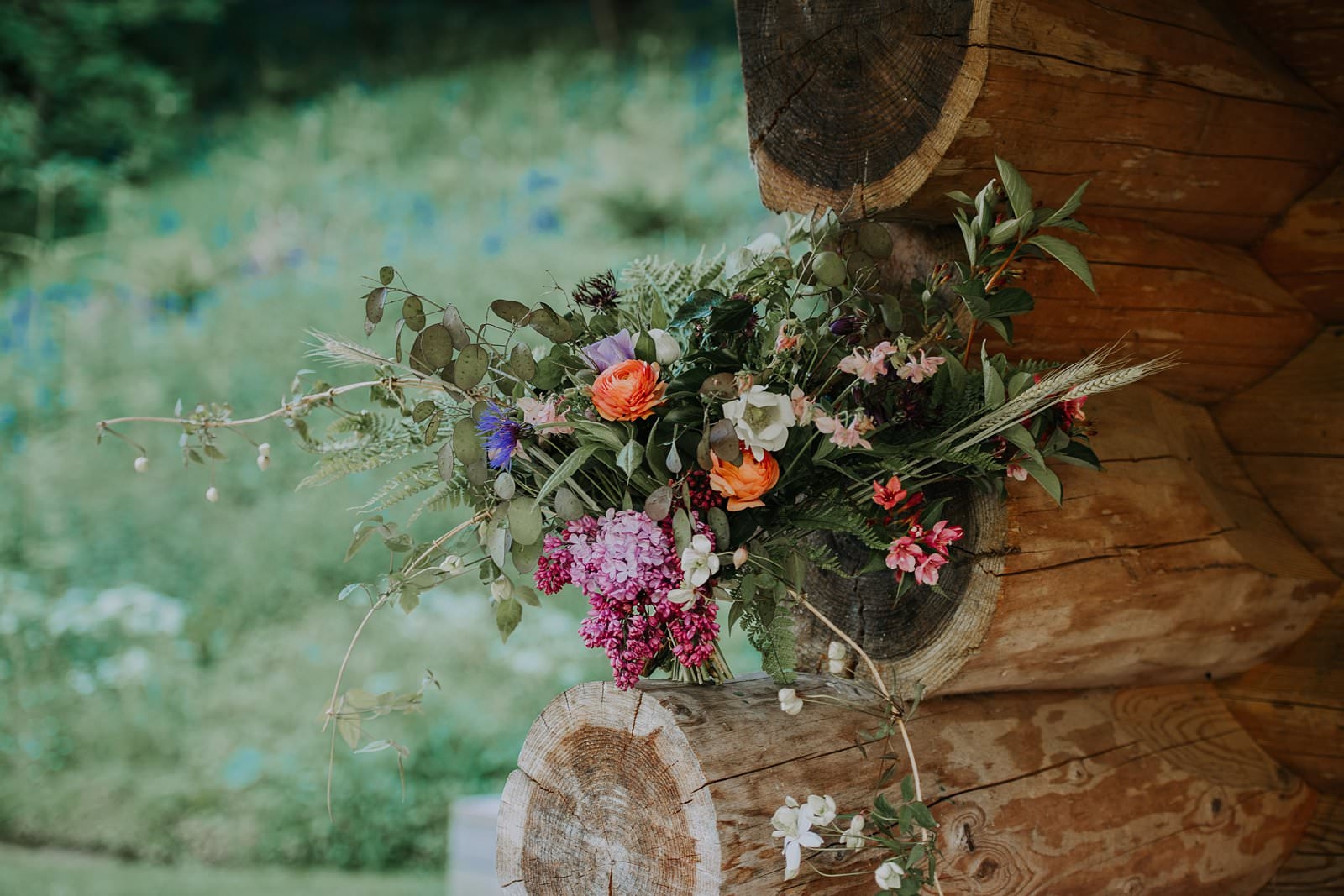 rustic flower arrangement for scottish wedding created by flowermug