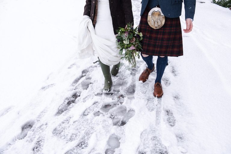 An intimate snowy winter wedding at Gleneagles