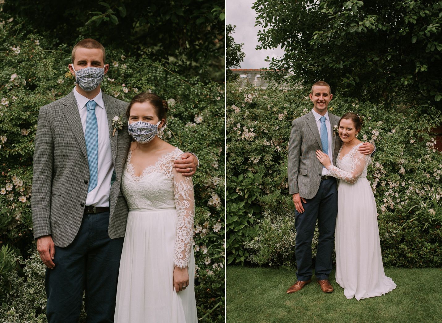 back garden micro wedding glasgow bride groom garden portraits