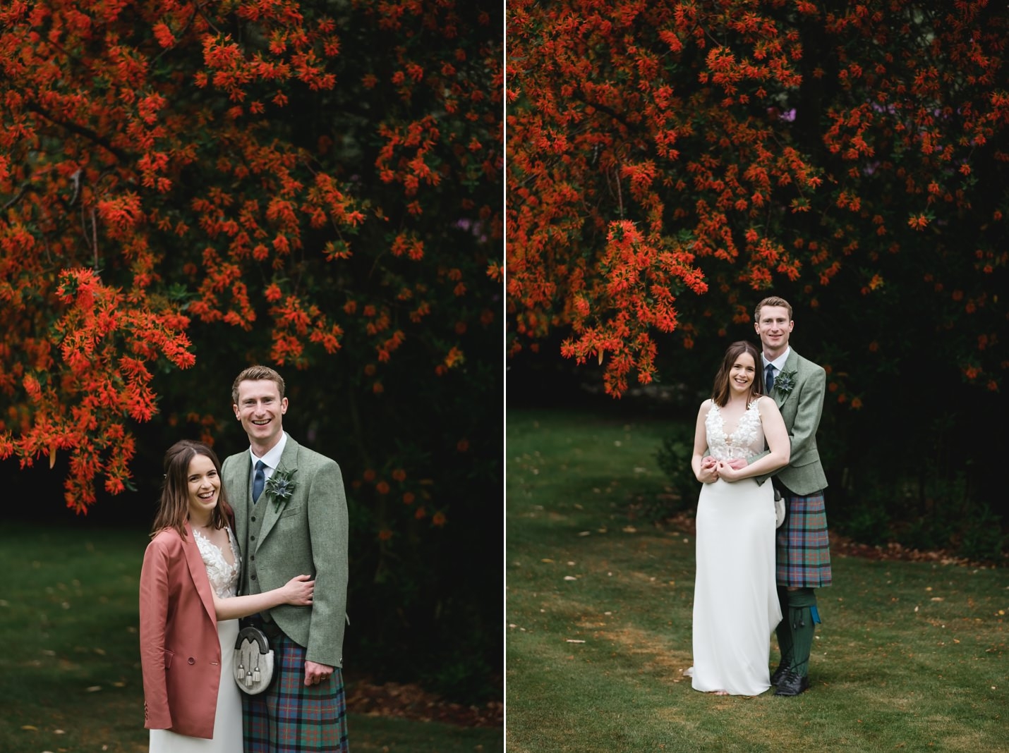 Logan botanical gardens bride groom wedding photographs dumfries scotland