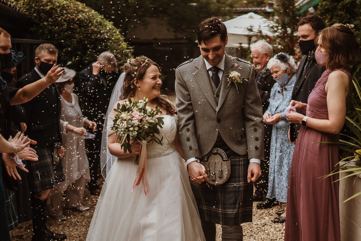 bothy glasgow micro wedding confetti throw bride groom