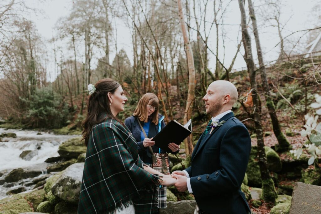 moness resort aberfeldy birks outdoor micro wedding bride groom marriage ceremony