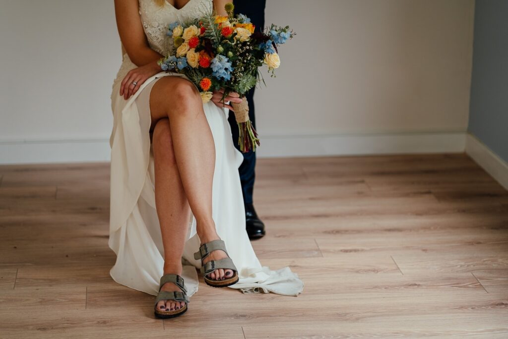 covid wedding glasgow back garden inspiration scottish wedding blog fotomaki photography bride groom portraits wedding birkenstocks