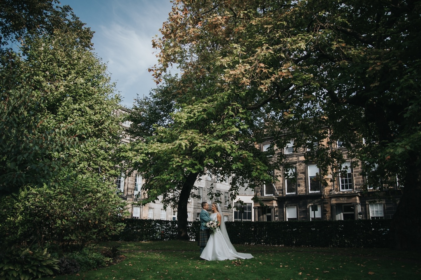 Ghillie Dhu Edinburgh wedding ceremony bride groom portraits edinburgh gardens